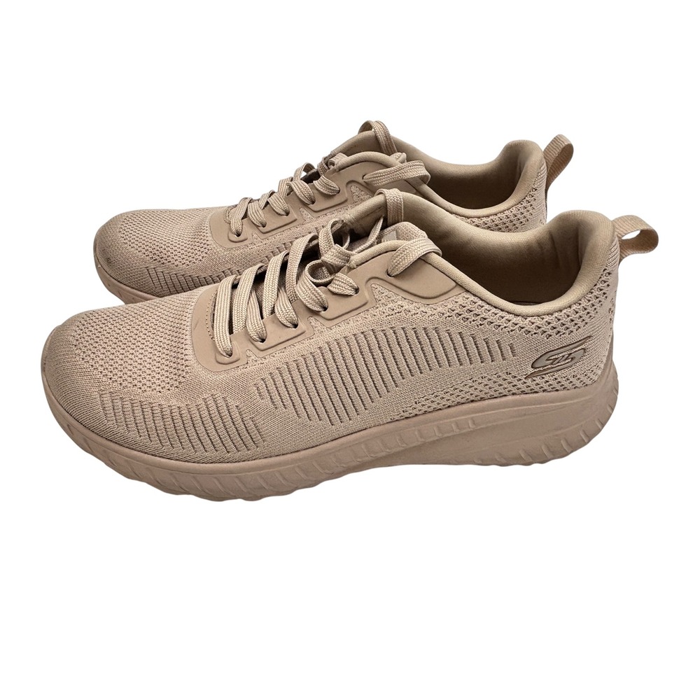 Skechers BOBS Squad Tough Talk Tan Beige Memory Foam Sneakers 32504 Size 8.5